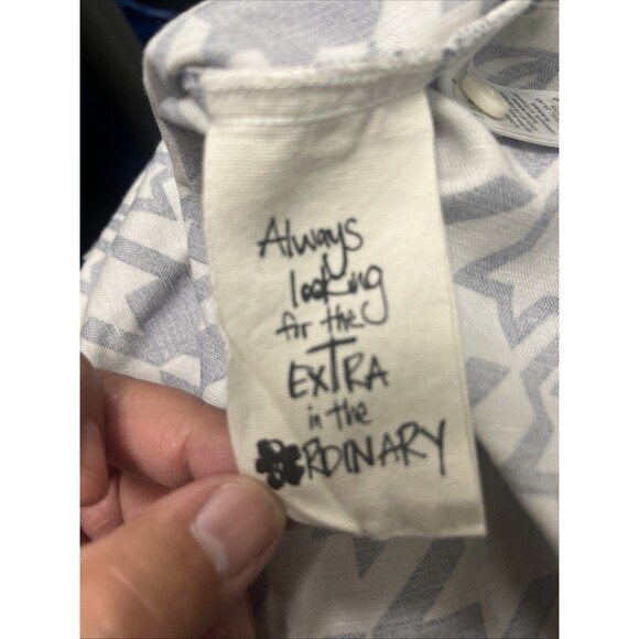 TED BAKER London Men's Shirt Black/White Stars S/S Linen/Cotton Size 3/US Medium - Picture 12 of 13